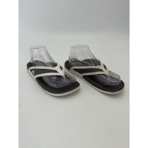 Adidas Women's Size 6 Flip Flops Thong Sandals Black White - Picture 1 of 5